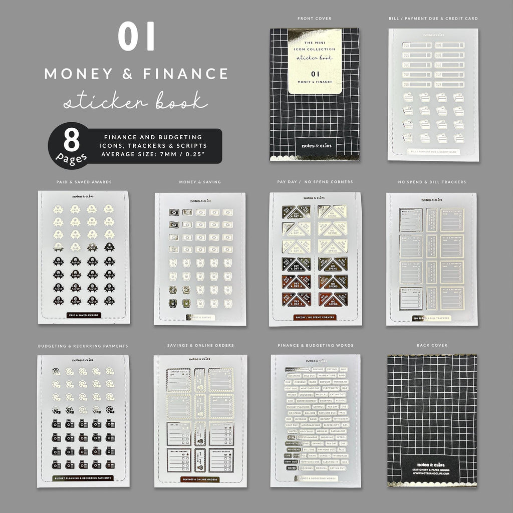 Money & Finance Sticker Book: Mini Planner Icons