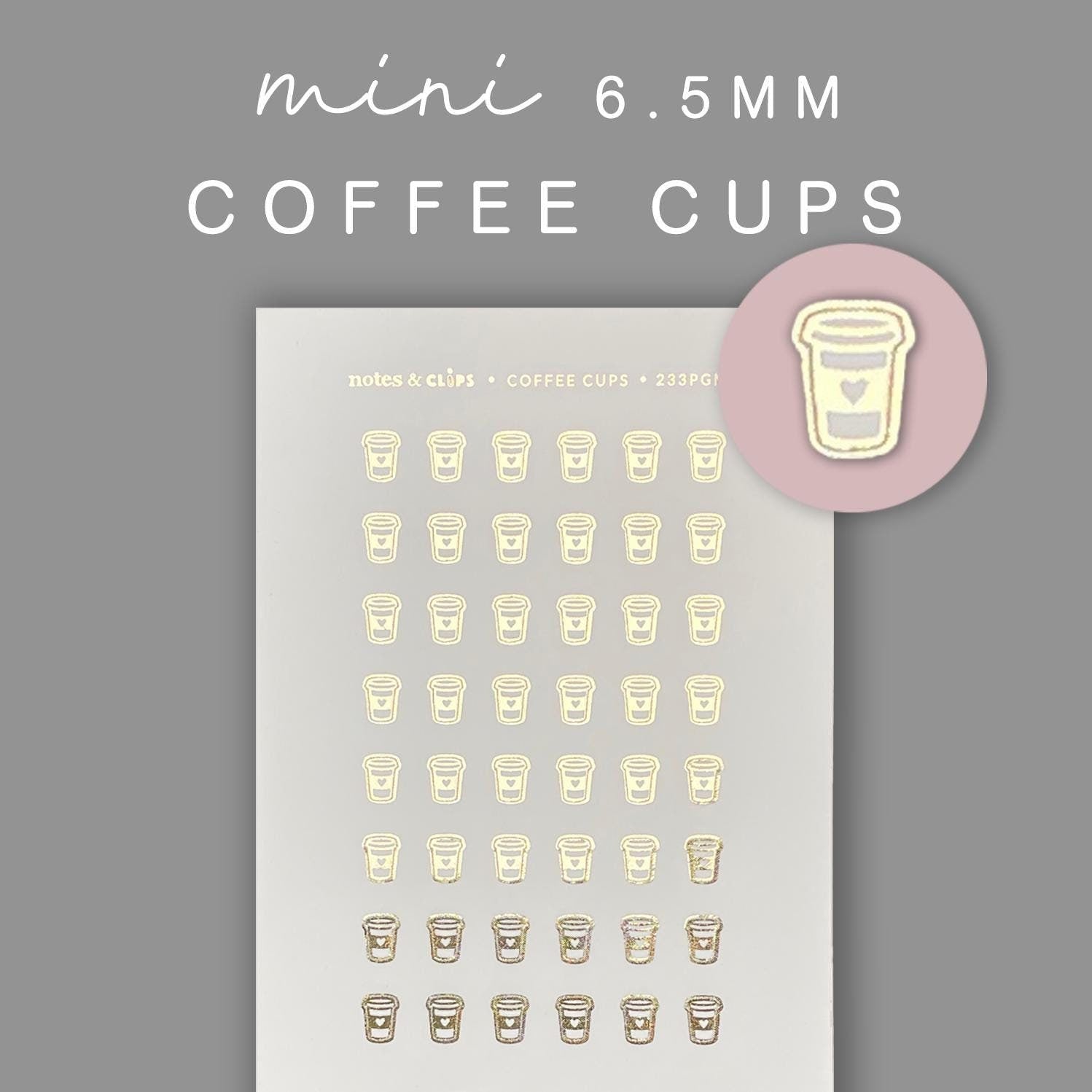 Mini Coffee Planner Stickers: Foiled Icon Stickers for Small Planners