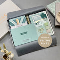 Green & Metallic Gold Chevron Stationery Gift Set