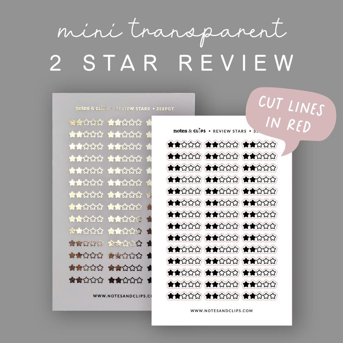 Foiled Star Rating Stickers - Clear or White Sticker Paper