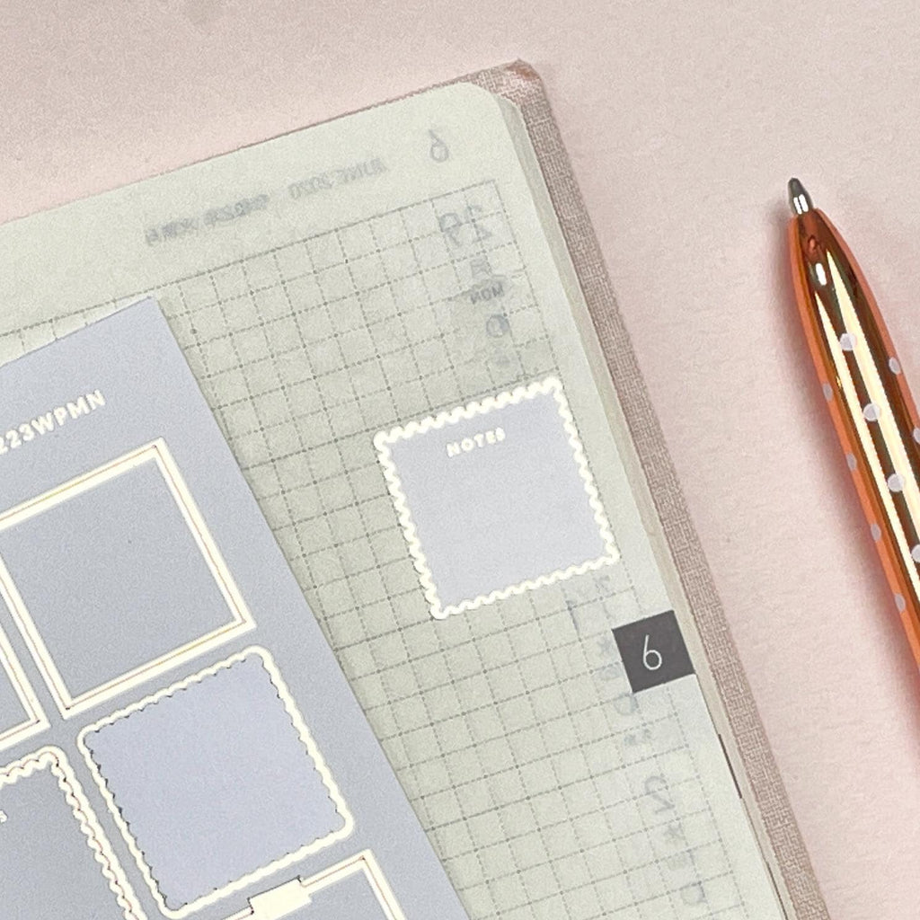 Blush Pink Foiled Mini Planner Stickers: Hobonichi Weeks (21mm)