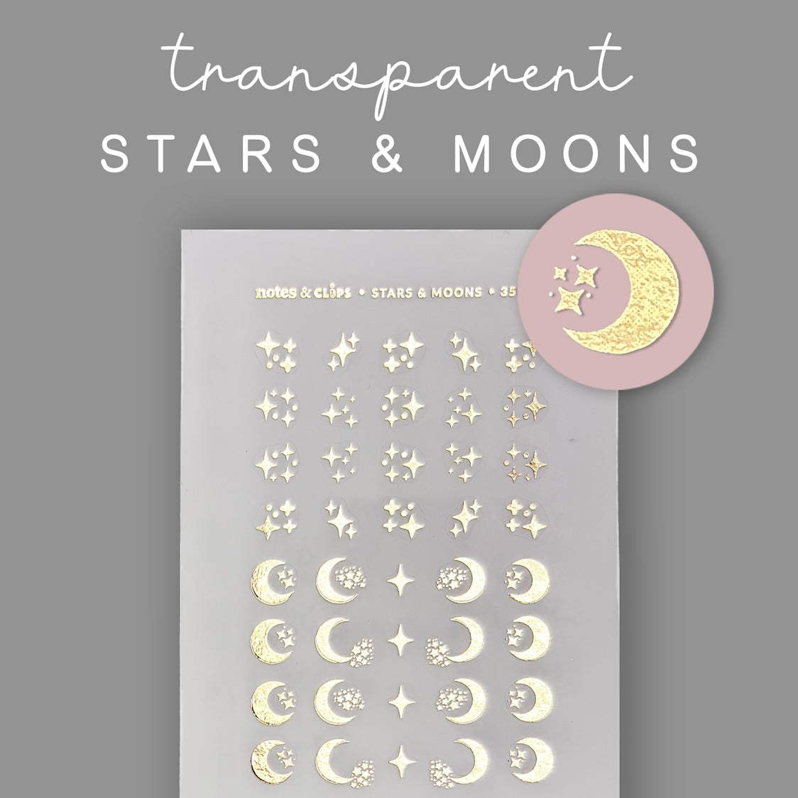 Moon Stickers - Foiled Transparent Decorative Planner Stickers
