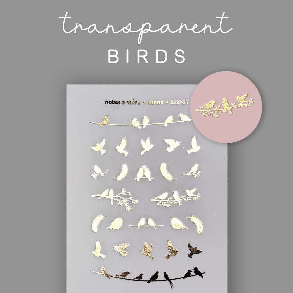 Transparent Bird Sticker - Foiled Clear Deco Sticker