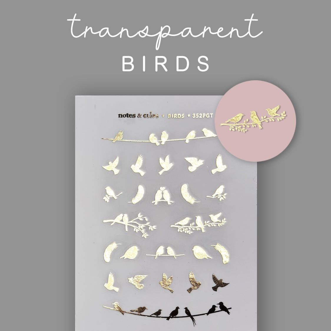 Transparent Bird Sticker - Foiled Clear Deco Sticker