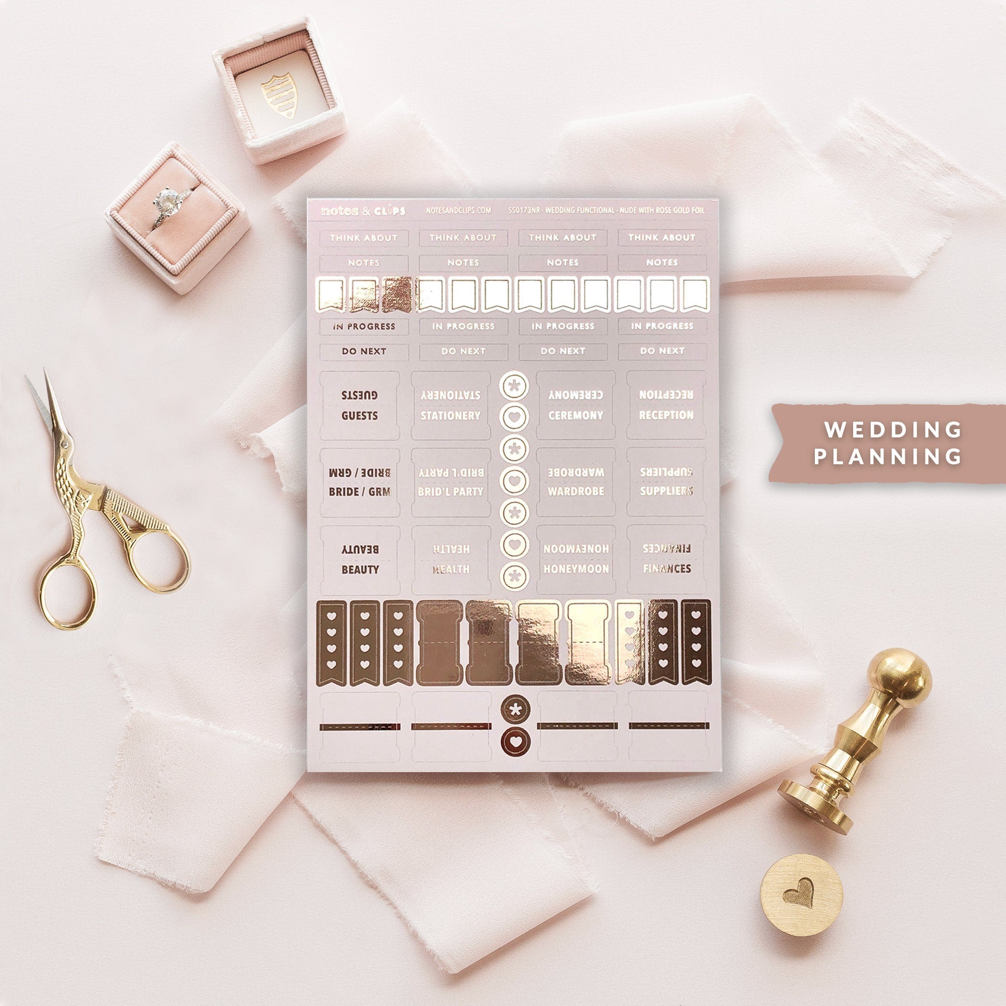 Foiled Functional Stickers - Wedding Planning Stickers