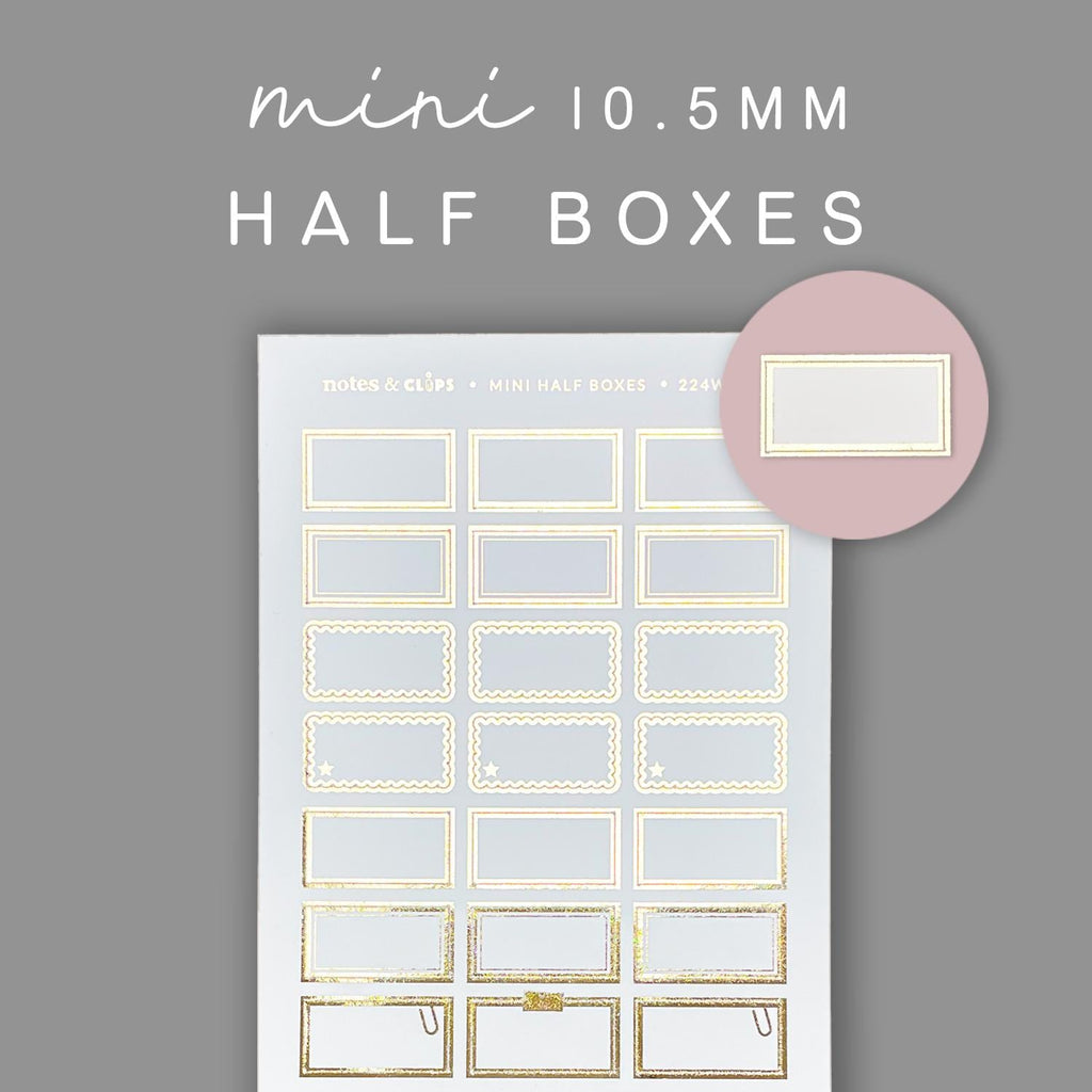 Foiled Mini Half Box Planner Stickers: Clean