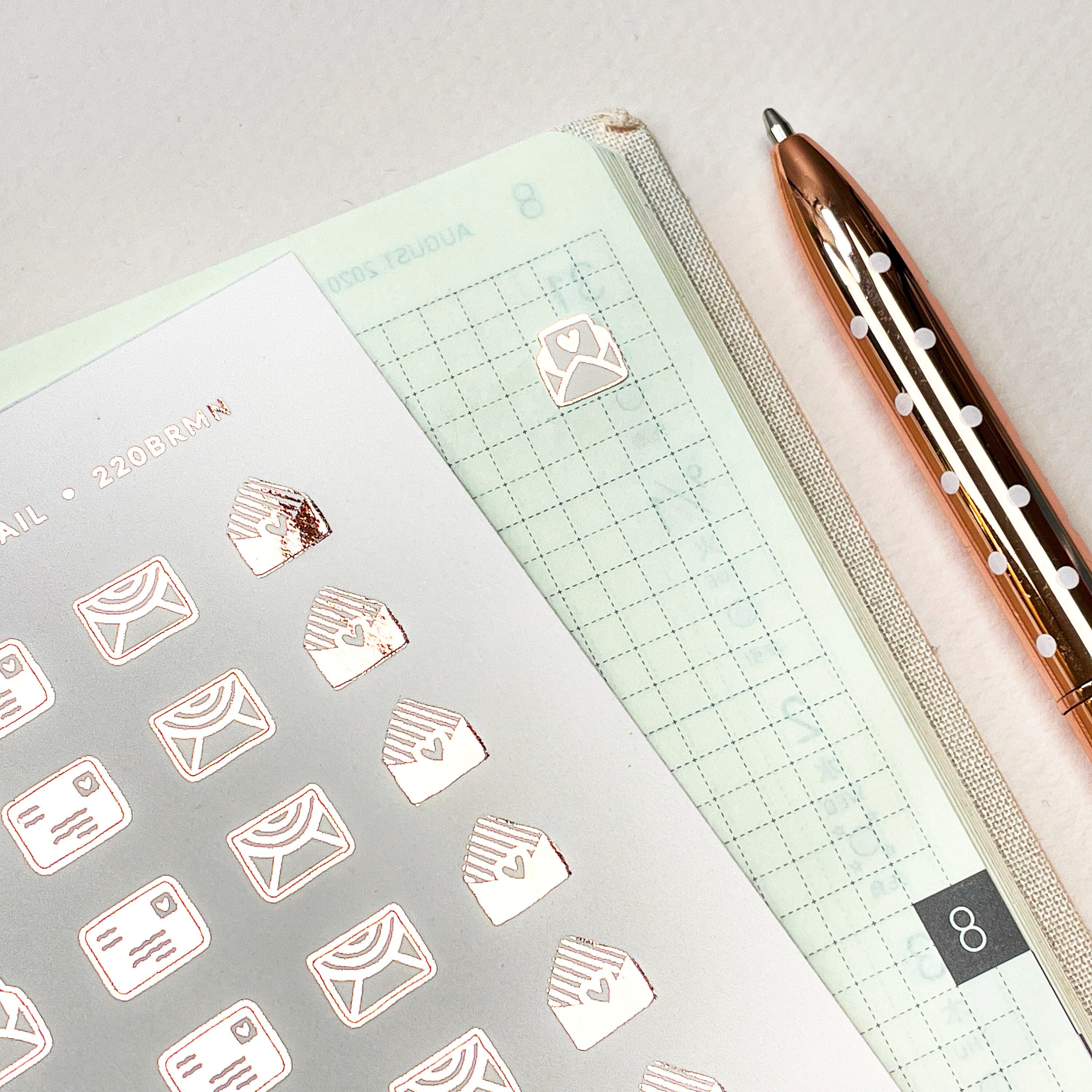 Foiled Happy Mail Mini Planner Icon Stickers