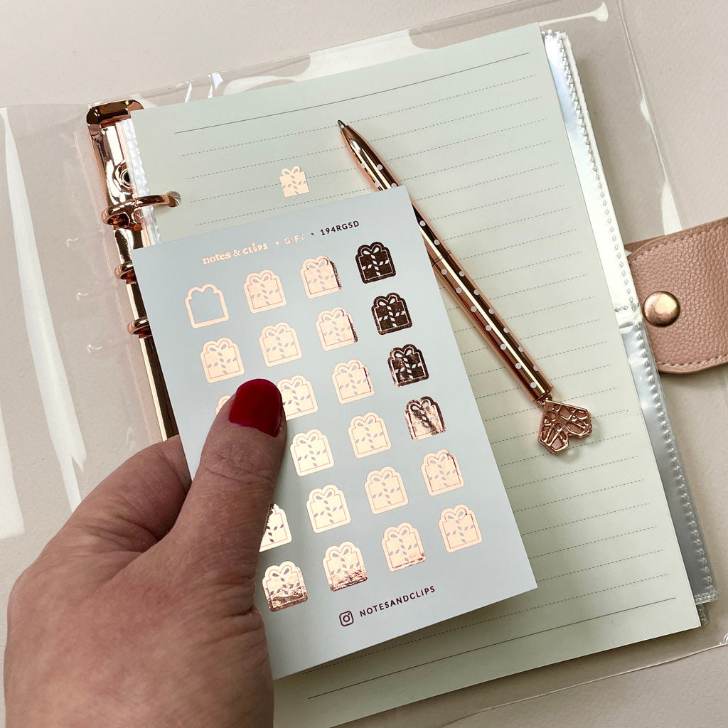 Foiled Gift Planner Stickers: Birthday Party Event Icons