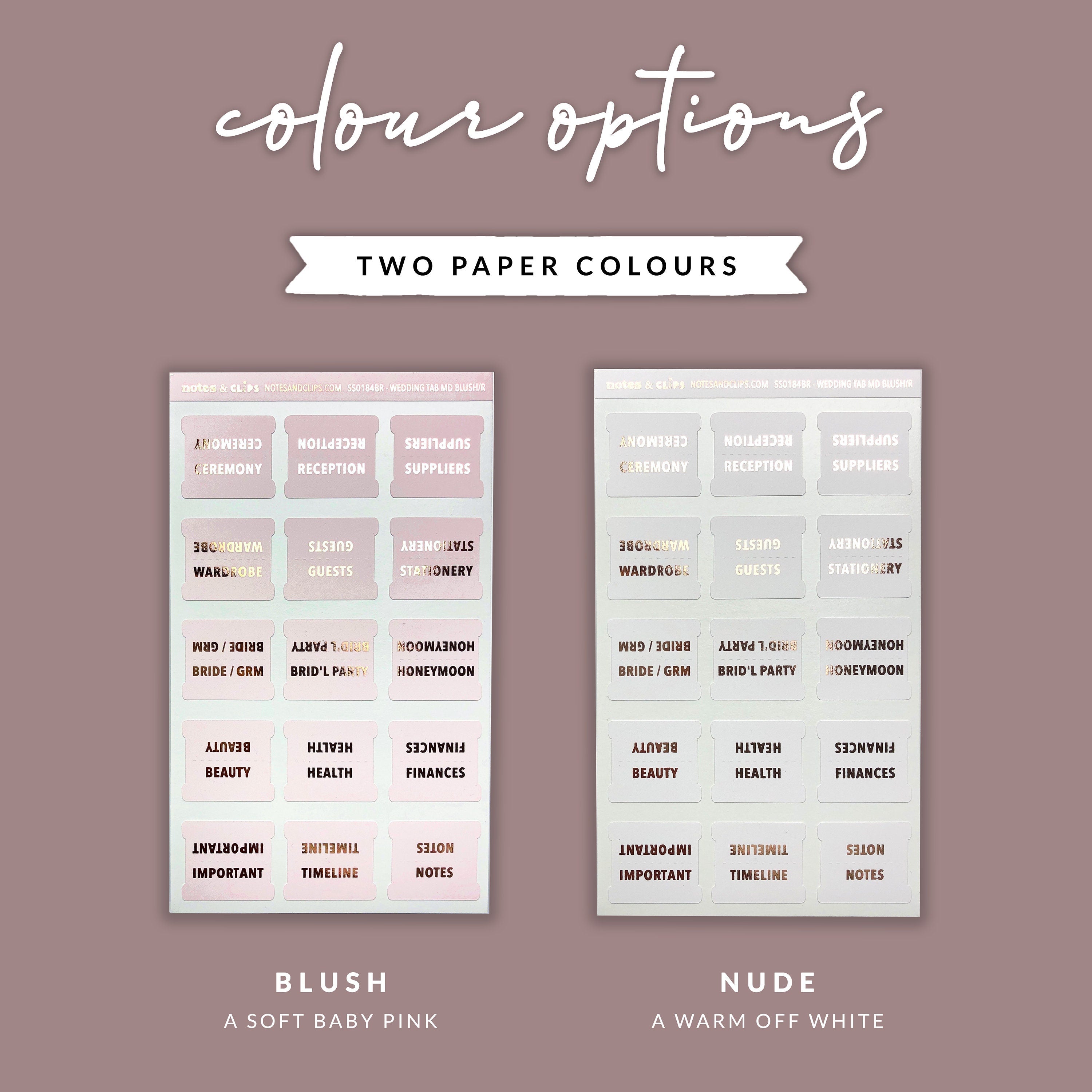 Foiled Wedding Planner Tabs: Ceremony, Reception, Guests