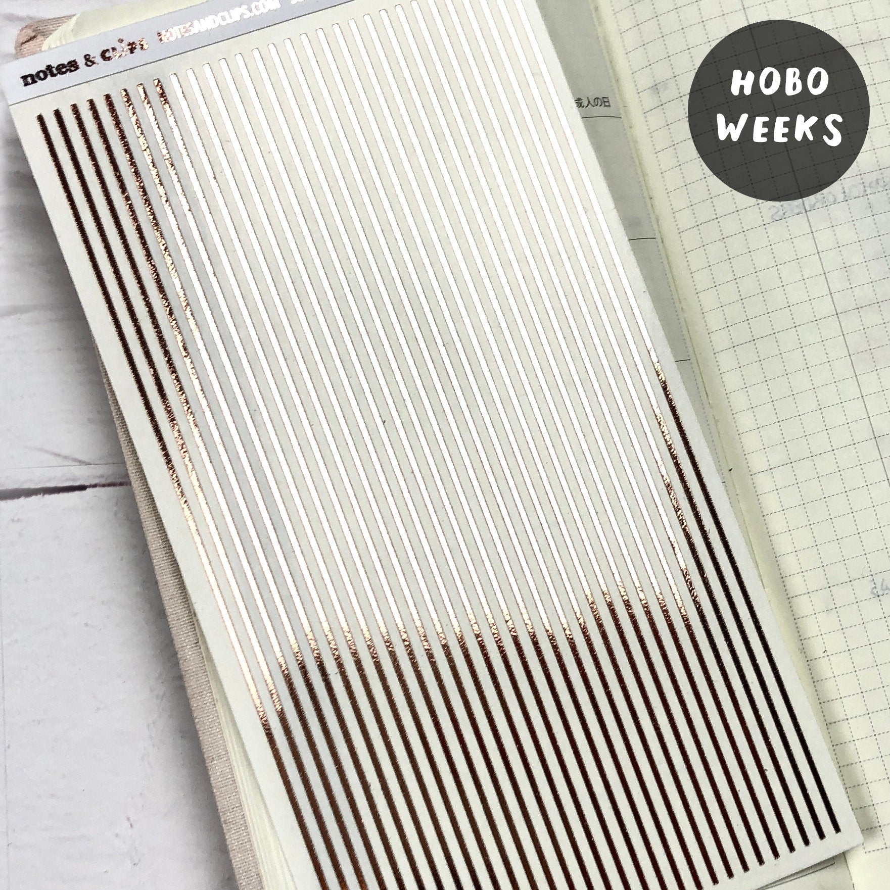 Foiled Hobonichi Weeks Divider Stickers: Slim Vertical Strips