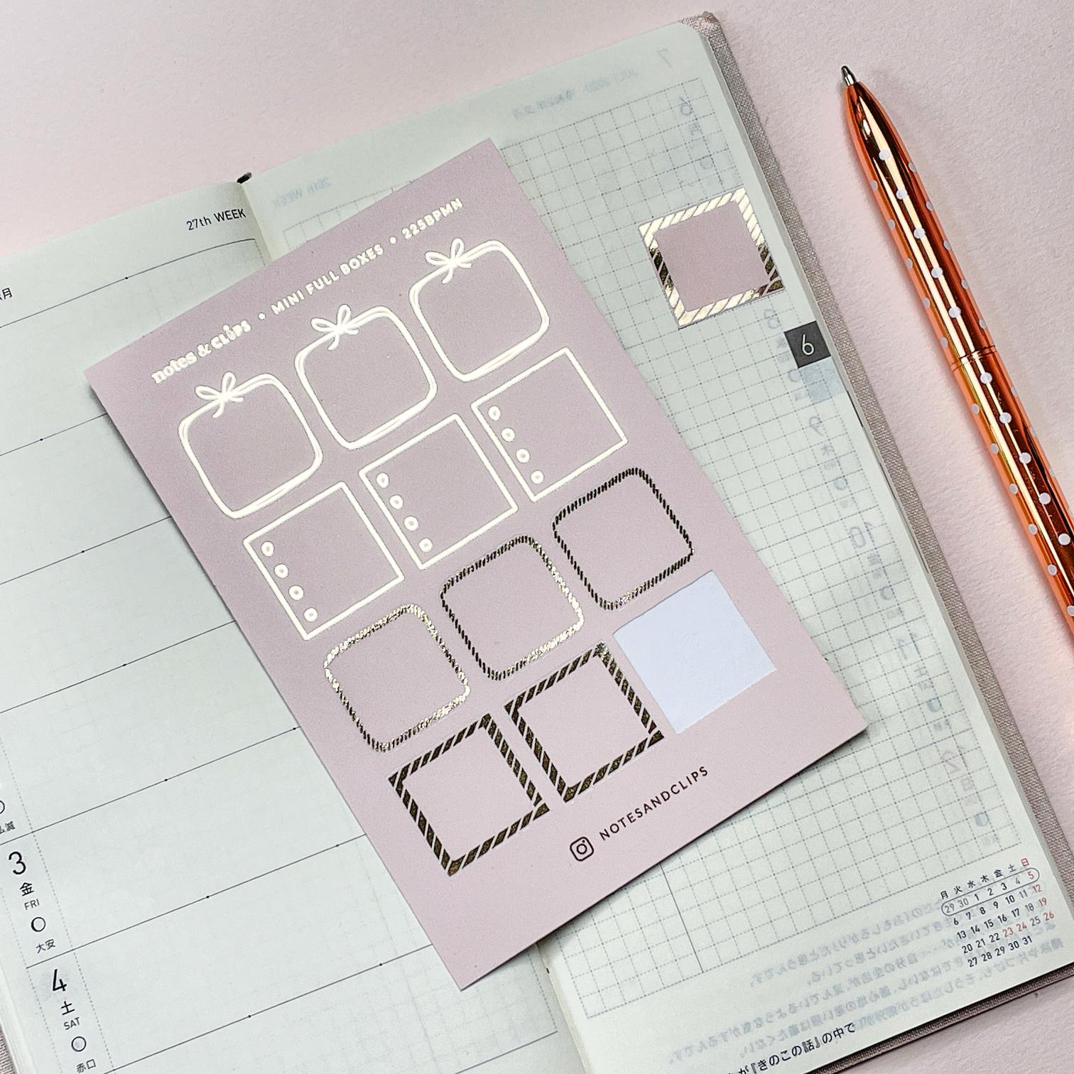 Blush Pink Foiled Mini Planner Stickers: Hobonichi Weeks (21mm)