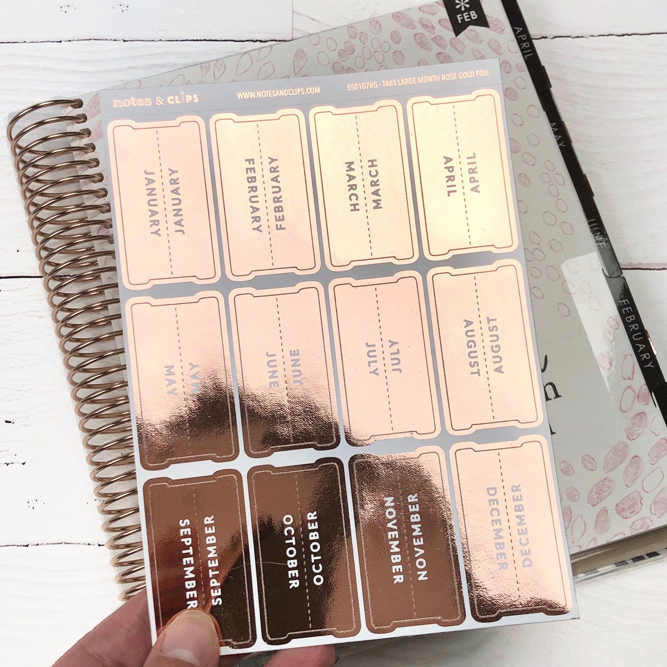 Foiled Large Planner Tab Stickers: Monthly Tab Covers