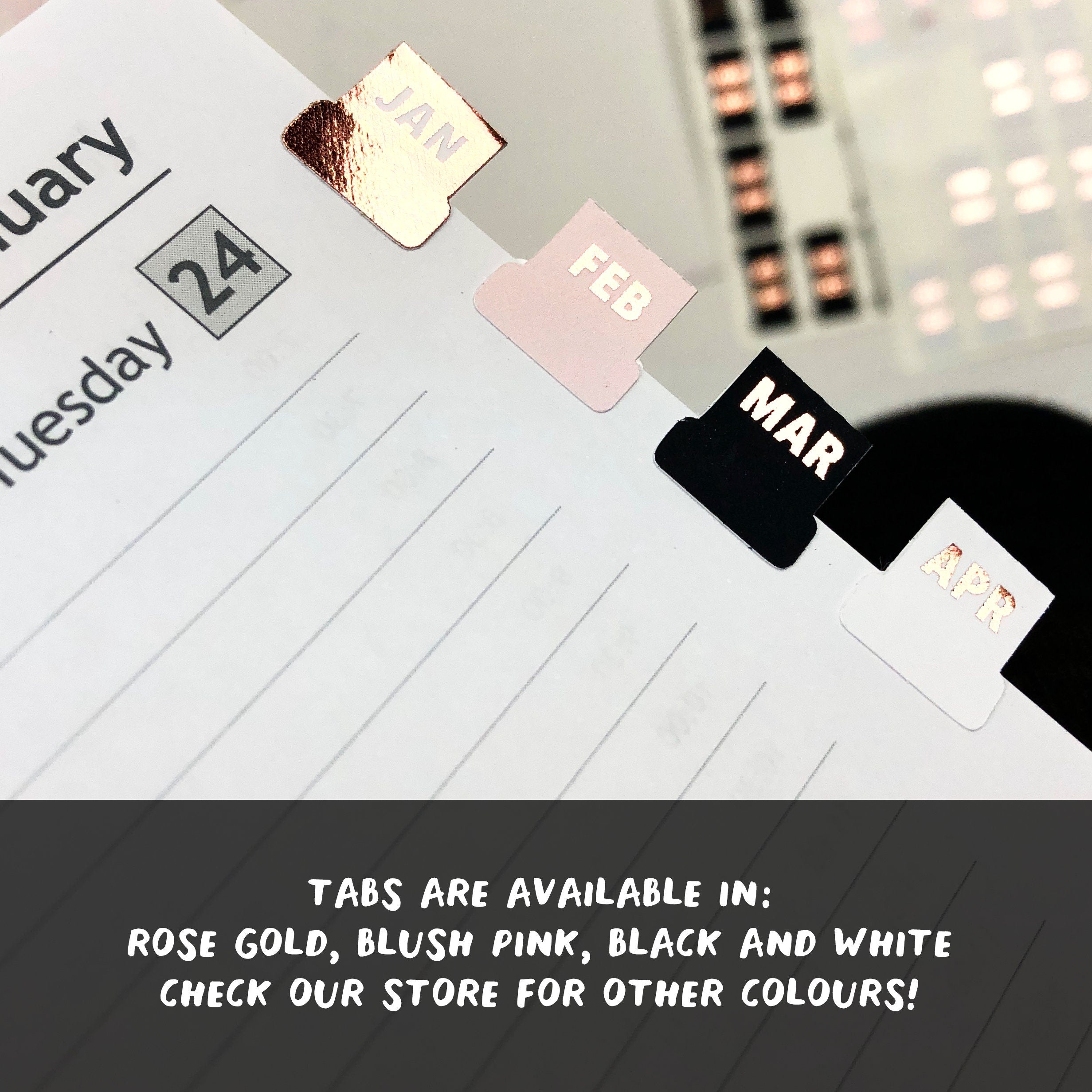 Foiled Month Tab Stickers: Planner Tabs, Monthly Dividers