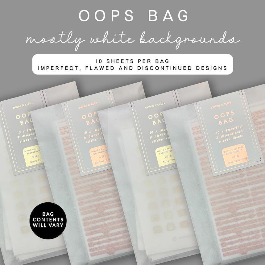 Pack of 10 Foiled Oops Planner Stickers with Mostly Foiled Backgrounds