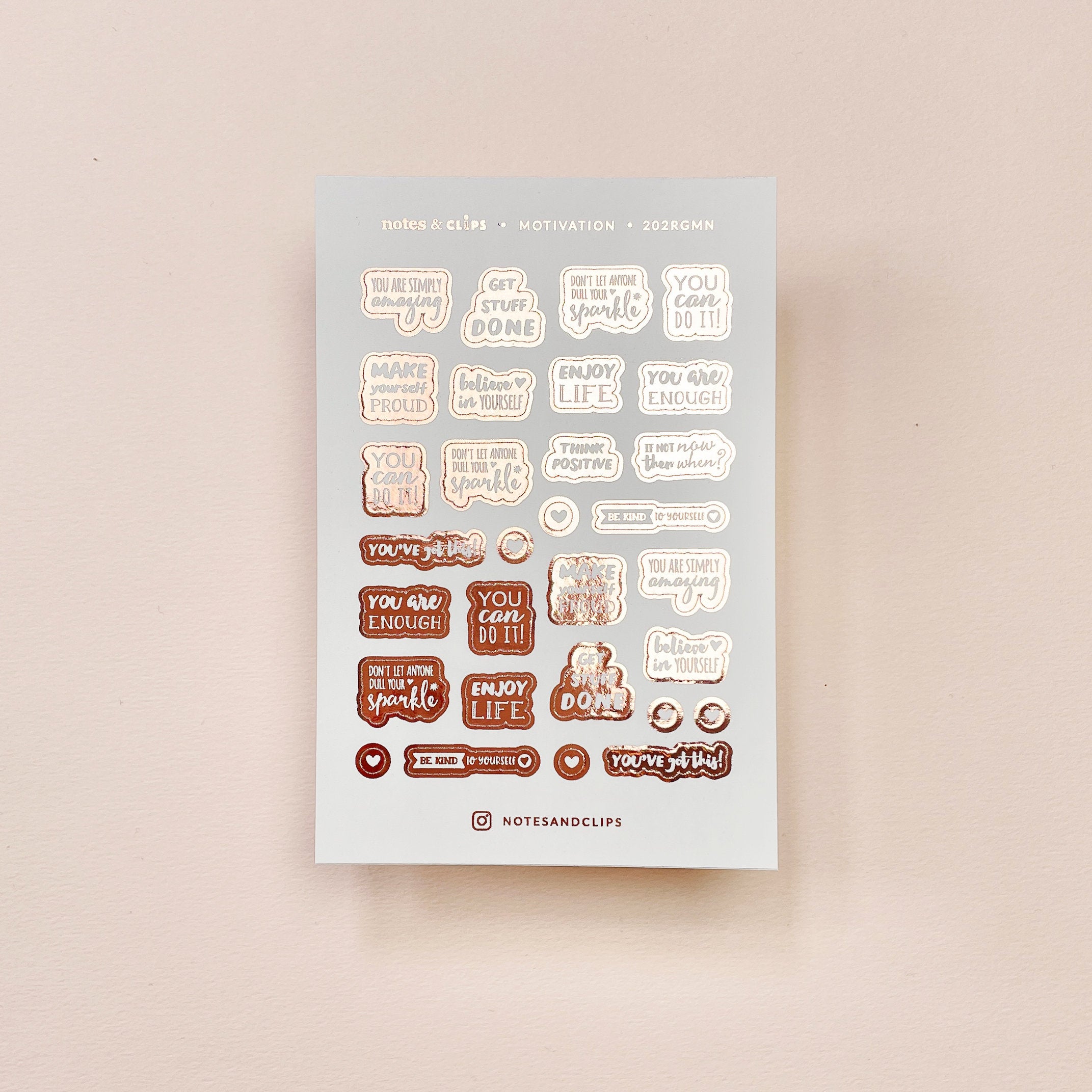 Foiled Mini Planner Stickers: Motivational Decorative Stickers