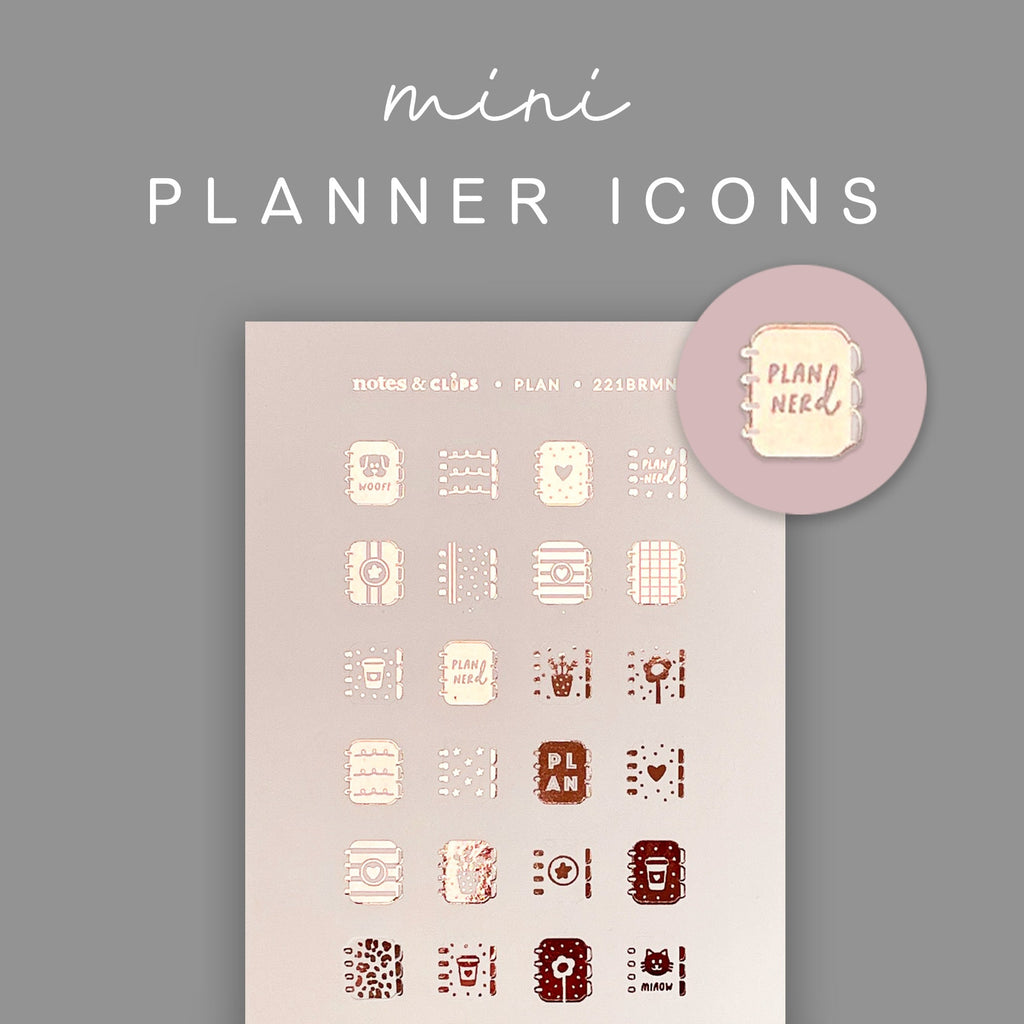 Blush Foiled Planner Time Stickers: Mini Planner Icons