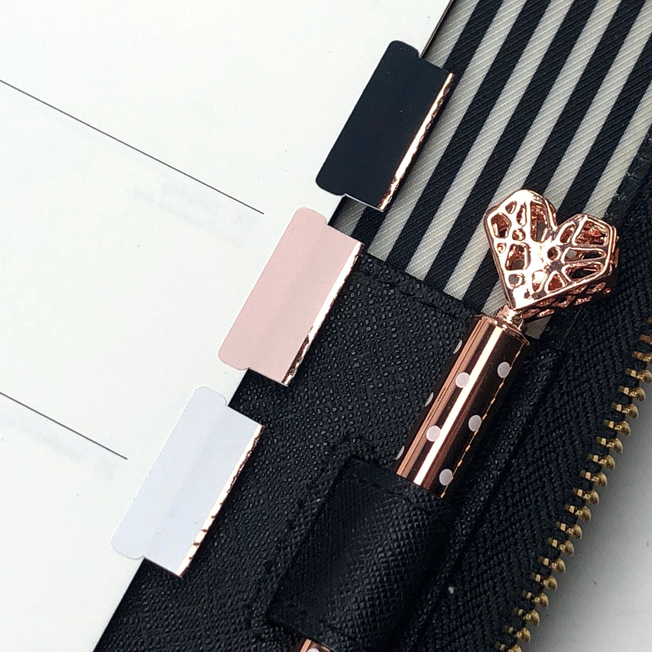 Blank Tab Stickers - White with Foil trim