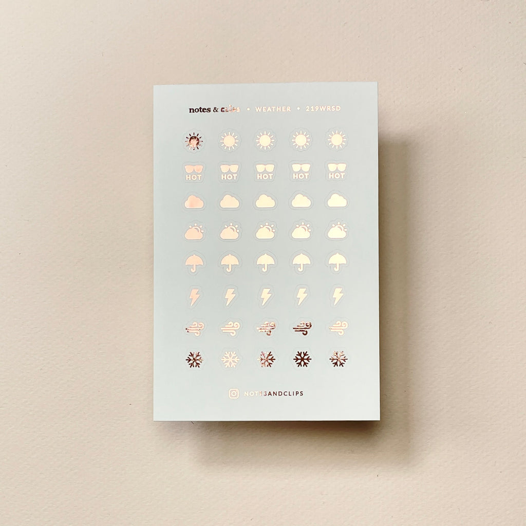 Foiled Weather Planner Stickers: 40 Icon Stickers (9mm)