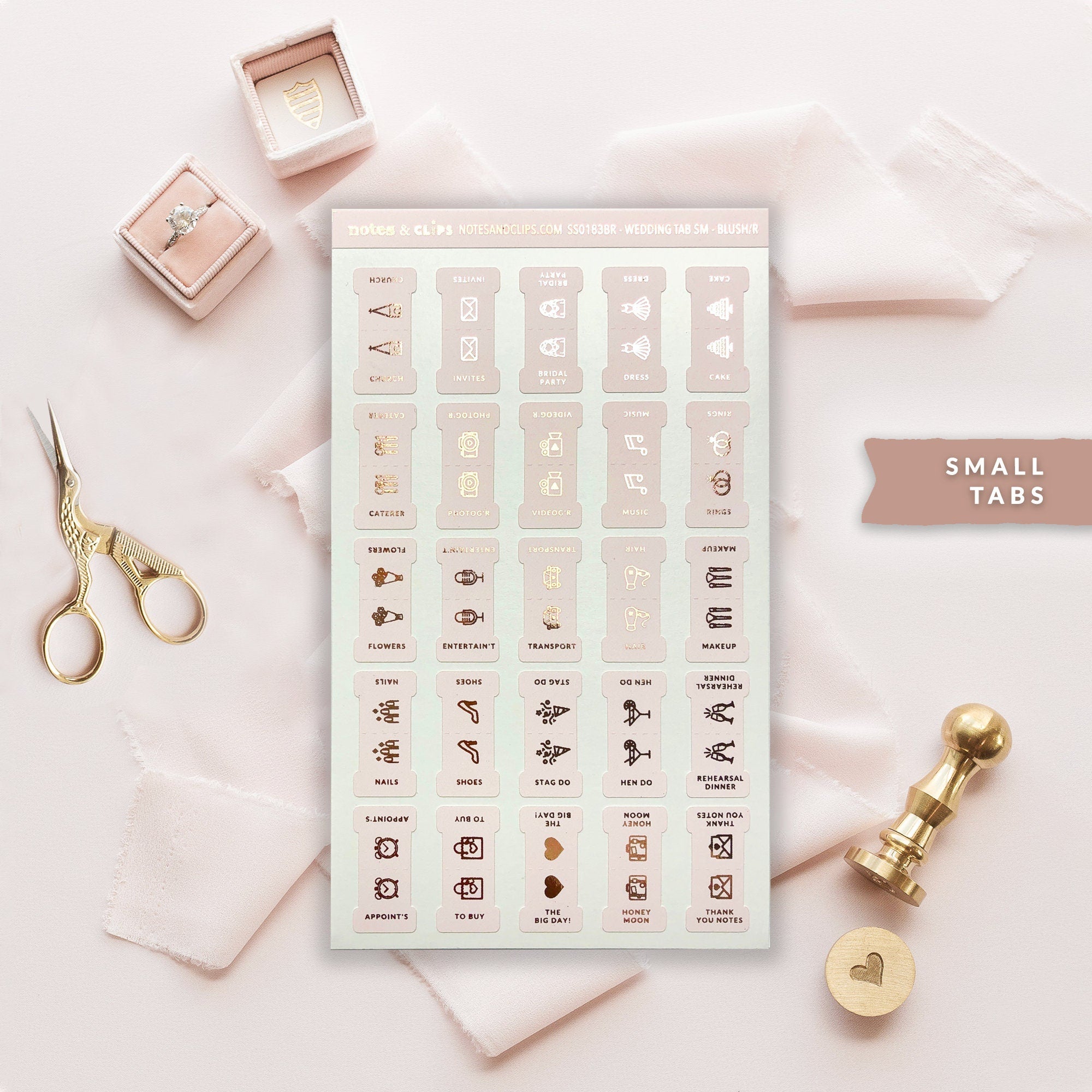 Foiled Wedding Planner Tabs: Small Stickers