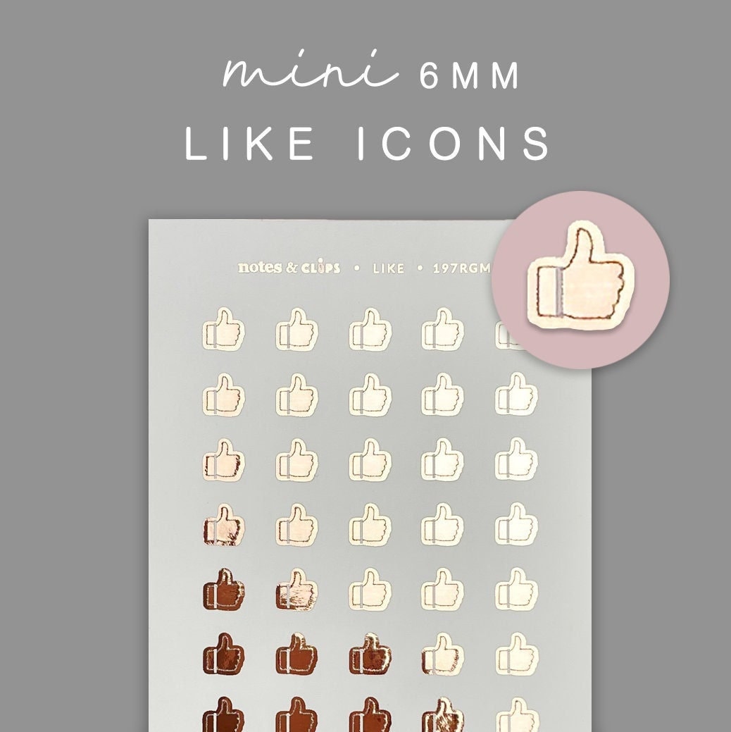 Foil Planner Stickers: Mini Thumbs Up/Down Icons - Gold or Rose Gold