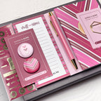 Pink & Burgundy Stationery Set: Gold Accents, Letterbox Gift