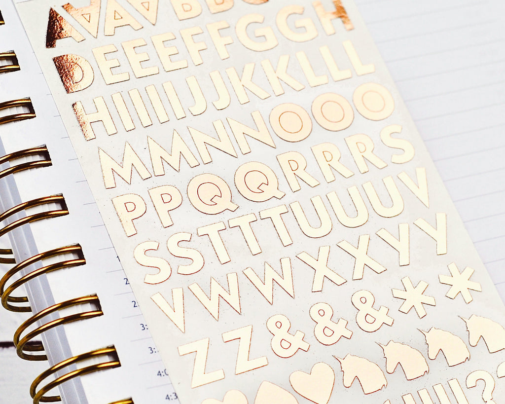 Foil Number and Letter Stickers: Planner Decoration, 3 Sheet Bundle