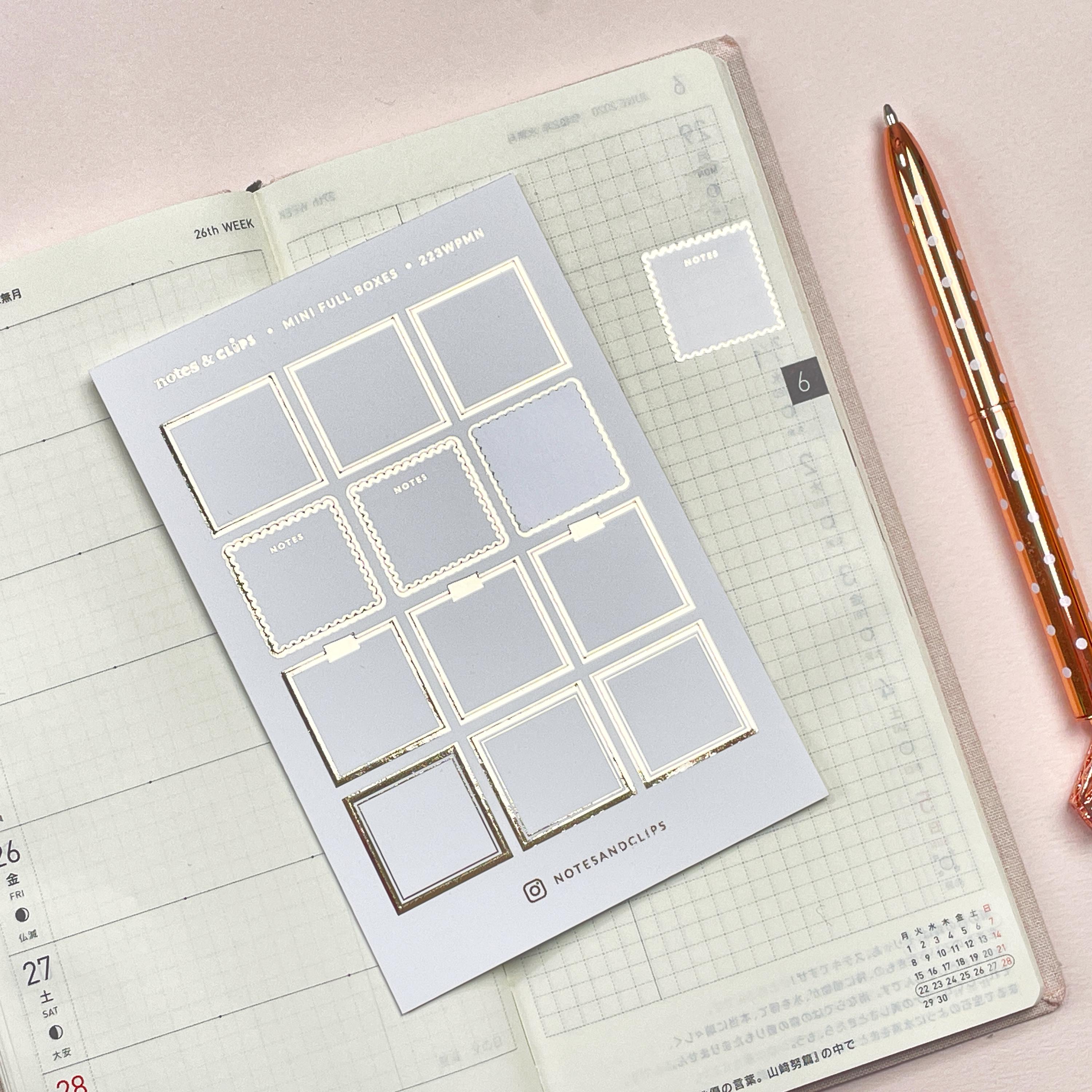 Mini Planner Stickers: Foiled Full Box Stickers for Small Planners