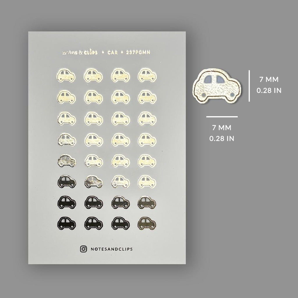 Gold Foil Car Planner Stickers: Functional Mini Icons
