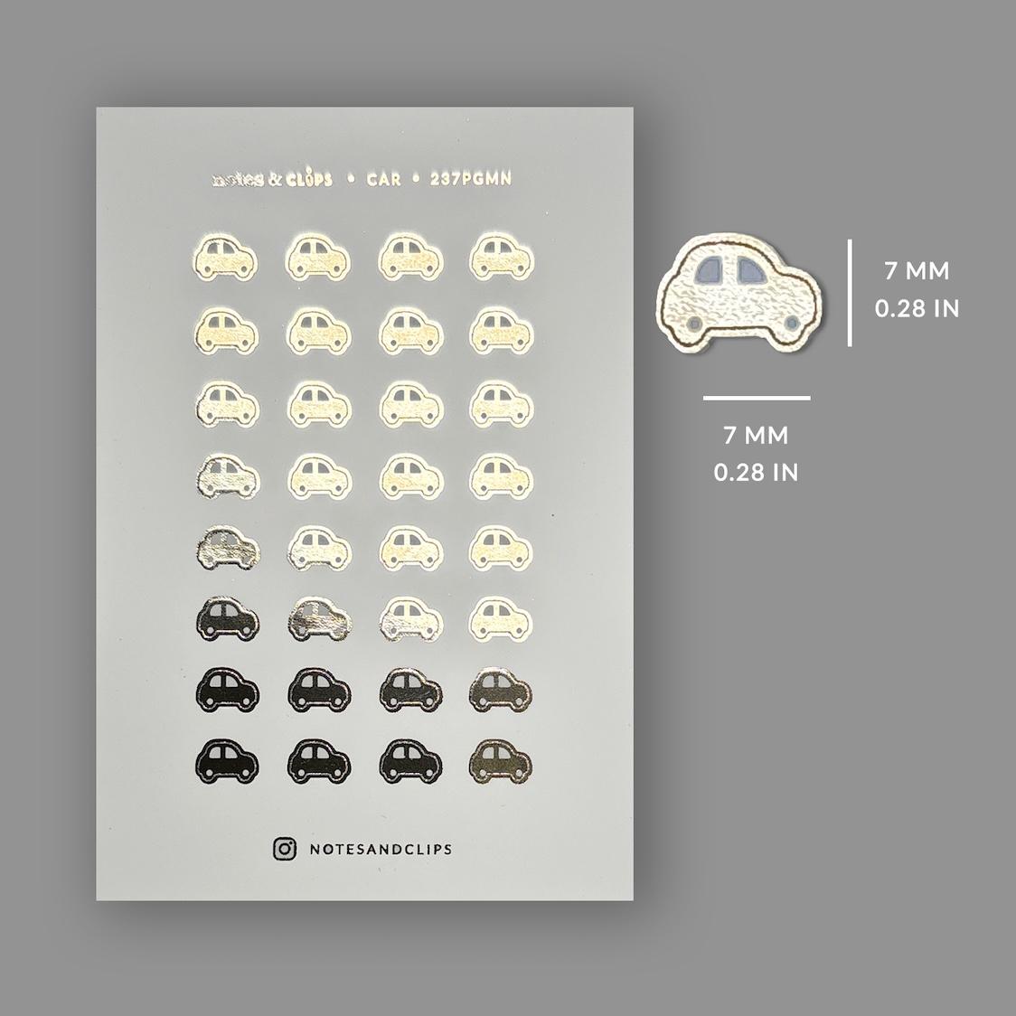 Gold Foil Car Planner Stickers: Functional Mini Icons