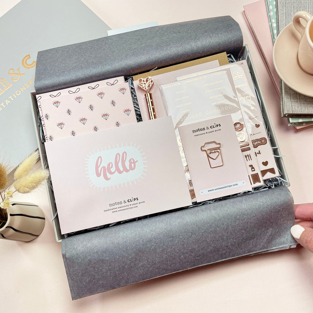 Blush Pink Stationery Set: Rose Gold Accents, Letterbox Gift