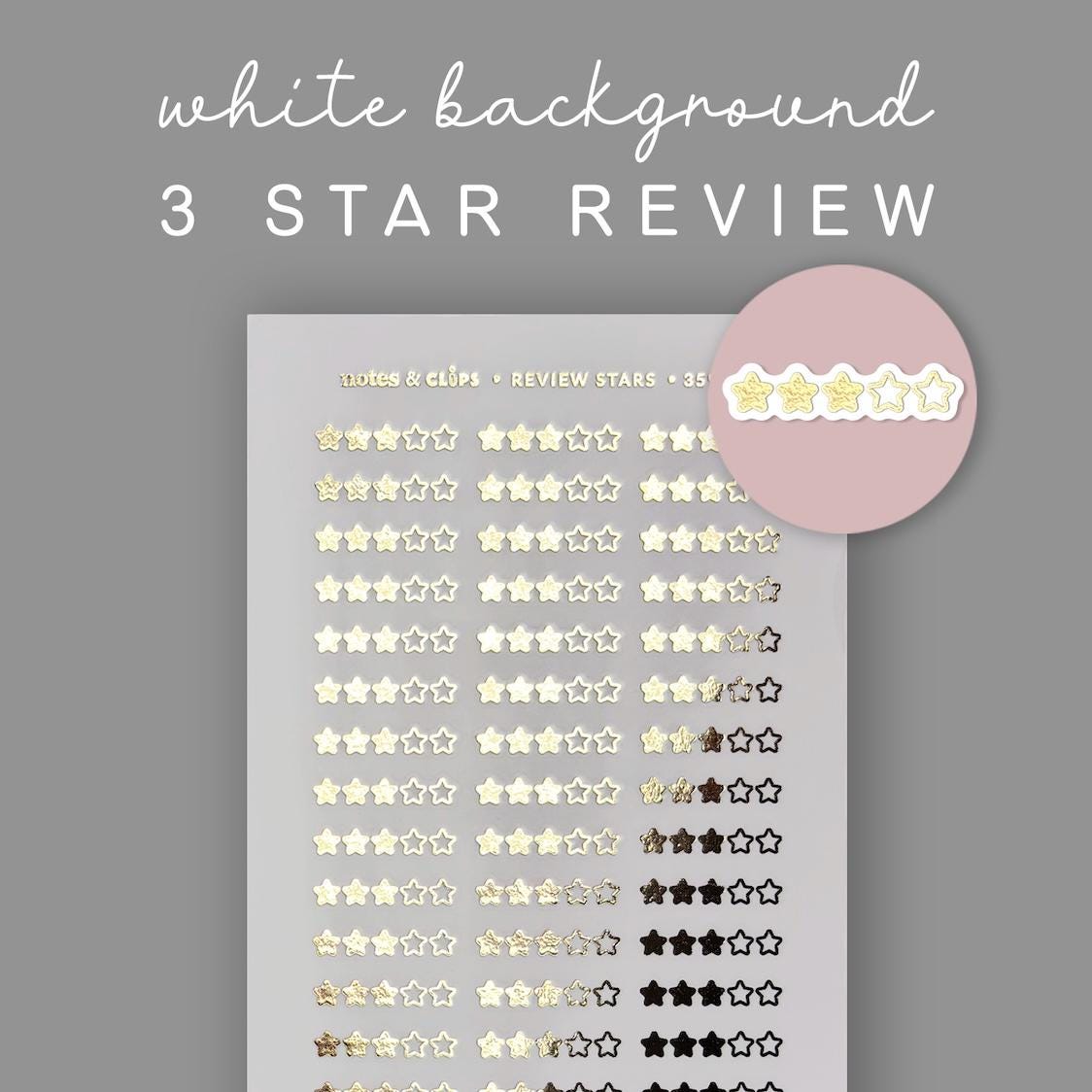 Foiled Star Rating Stickers - Clear or White Sticker Paper