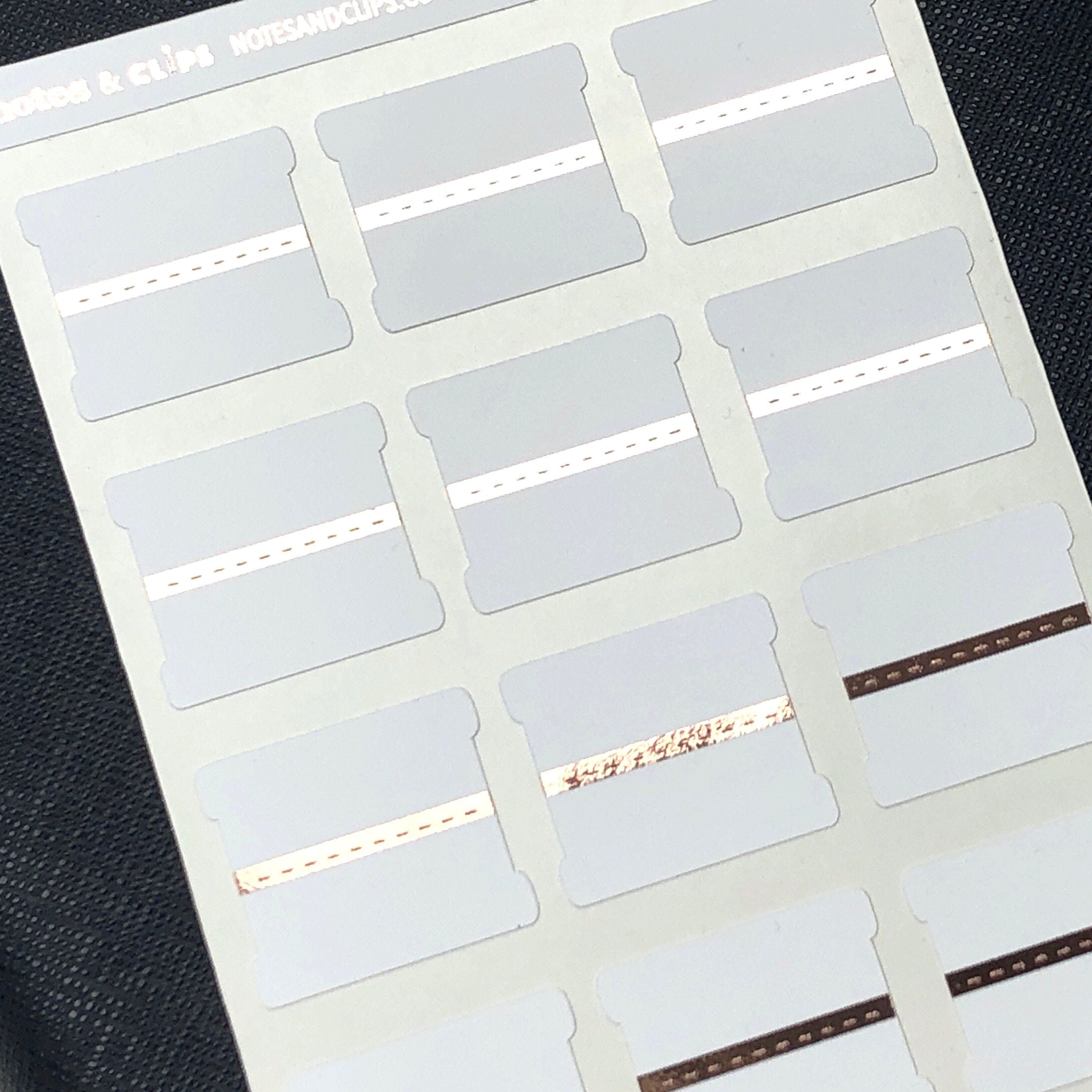Blank Tab Stickers - White with Foil trim