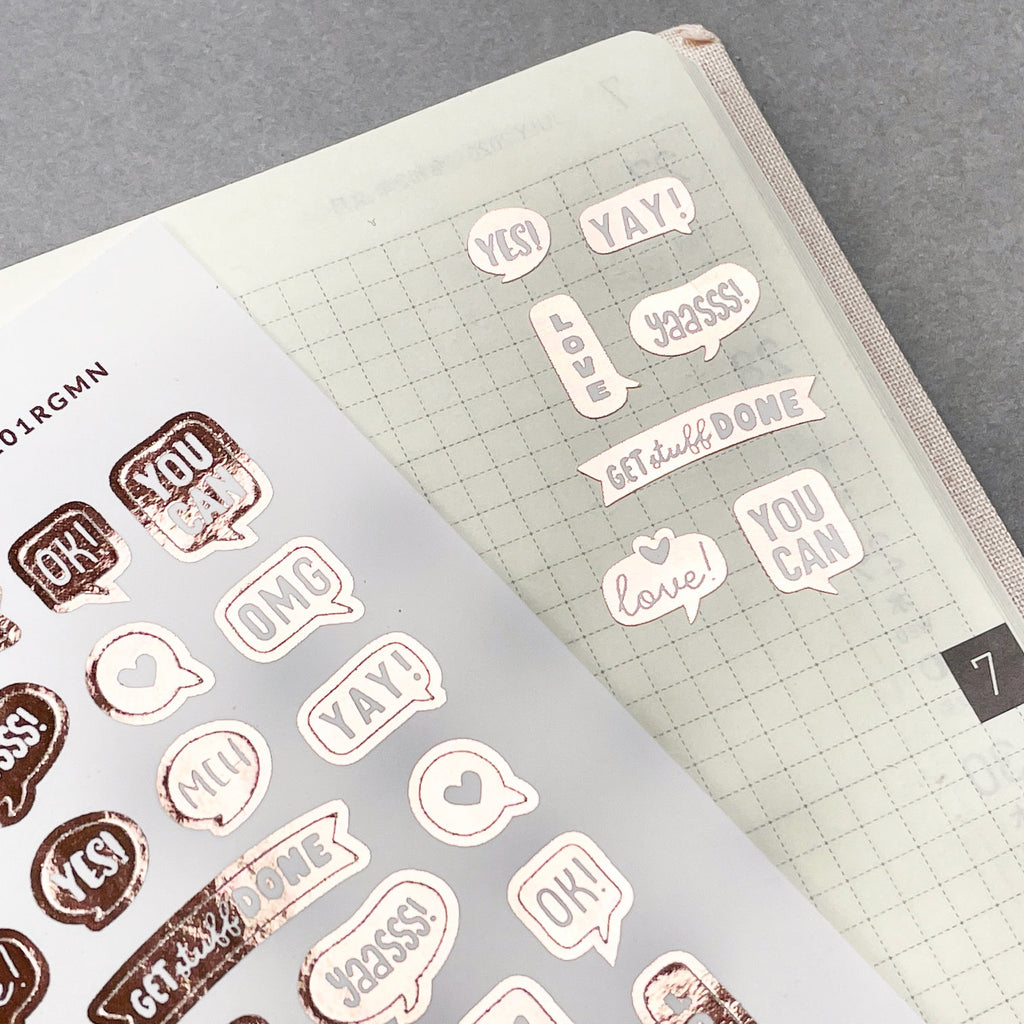 Mini Foiled Planner Stickers: Decorative Callout Bubbles