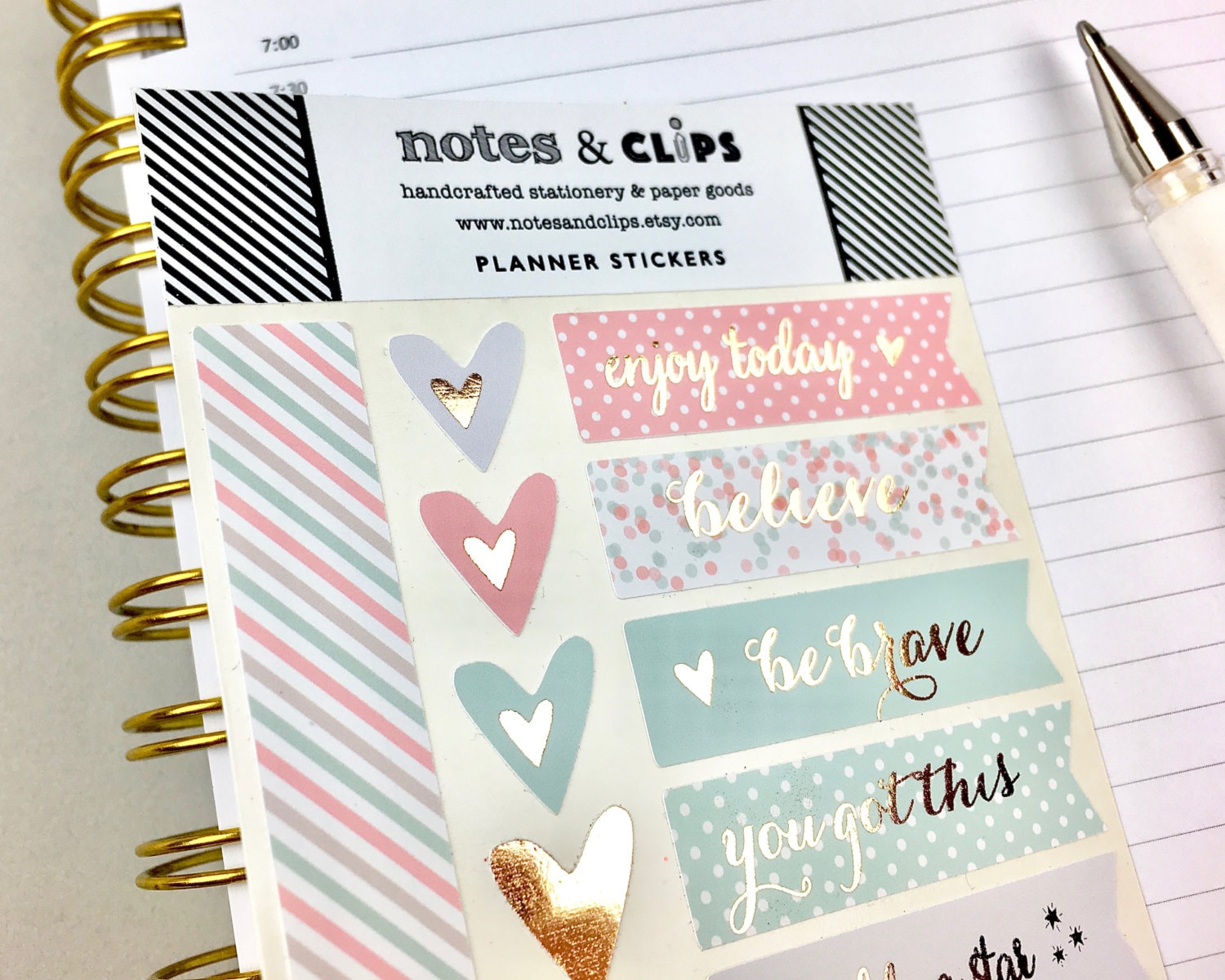 Rose Gold Foiled Planner Stickers: Inspirational Quotes