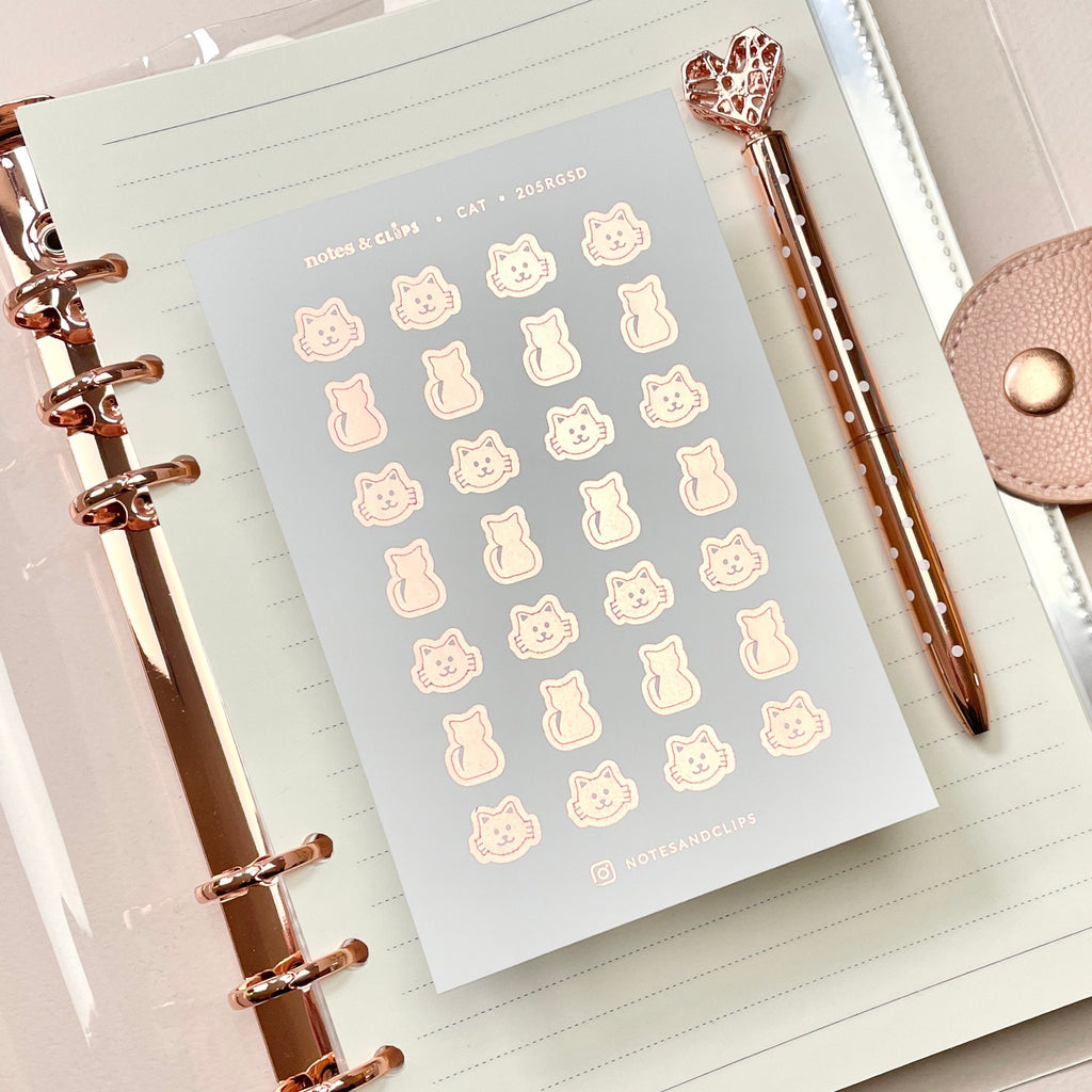 Foiled Cat Planner Stickers, 9mm Cat Icons