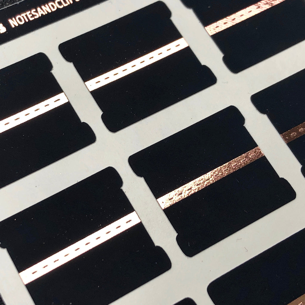 Blank Tab Stickers - Black with Foil trim