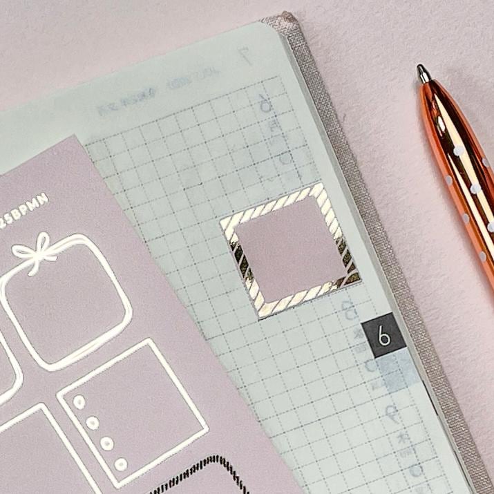 Blush Pink Foiled Mini Planner Stickers: Hobonichi Weeks (21mm)