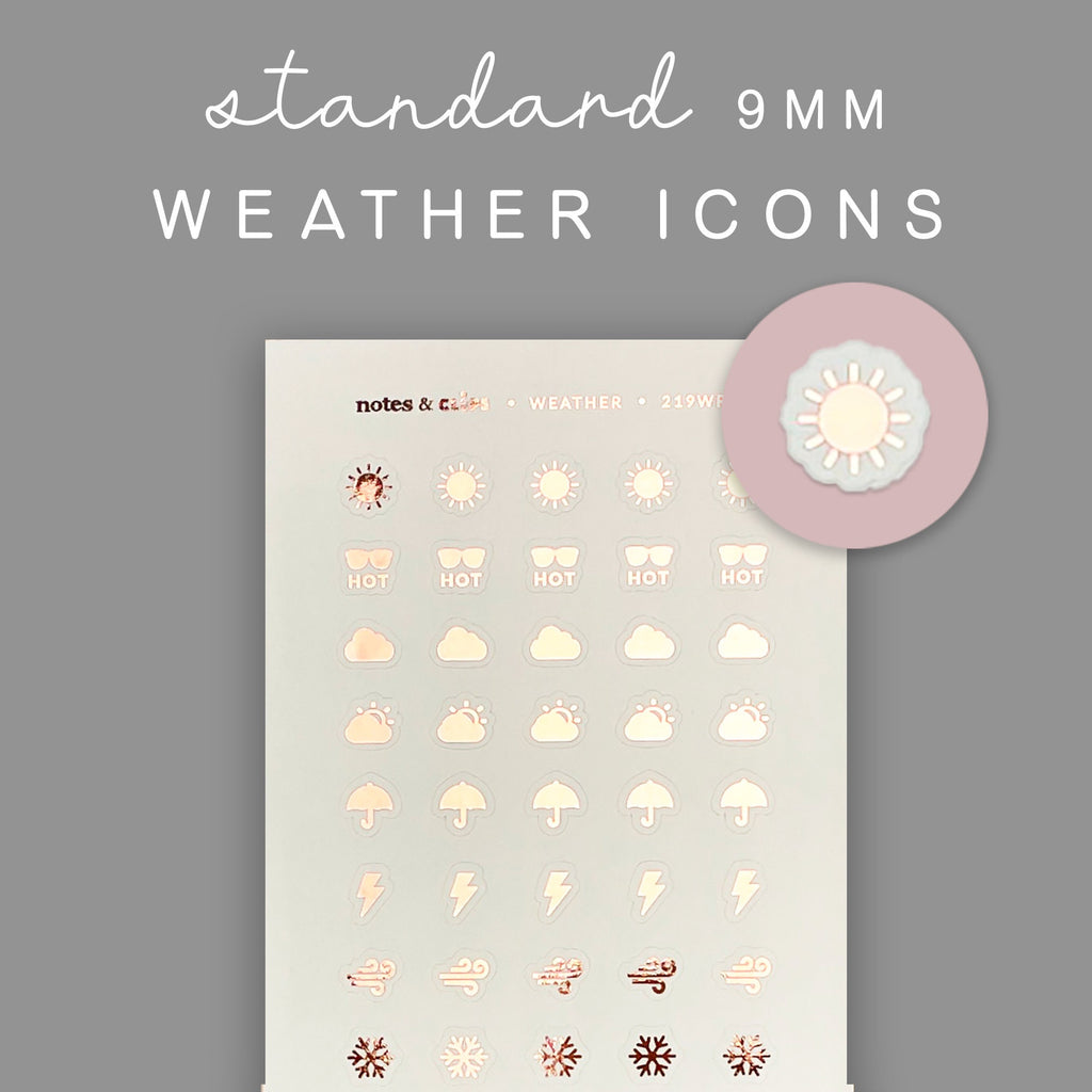 Foiled Weather Planner Stickers: 40 Icon Stickers (9mm)