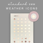 Foiled Weather Planner Stickers: 40 Icon Stickers (9mm)