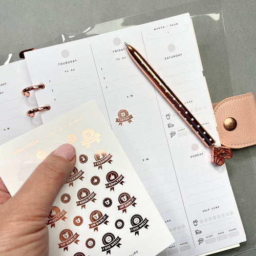 Foil Adulting Achievement Planner Stickers: Gold or Rose Gold