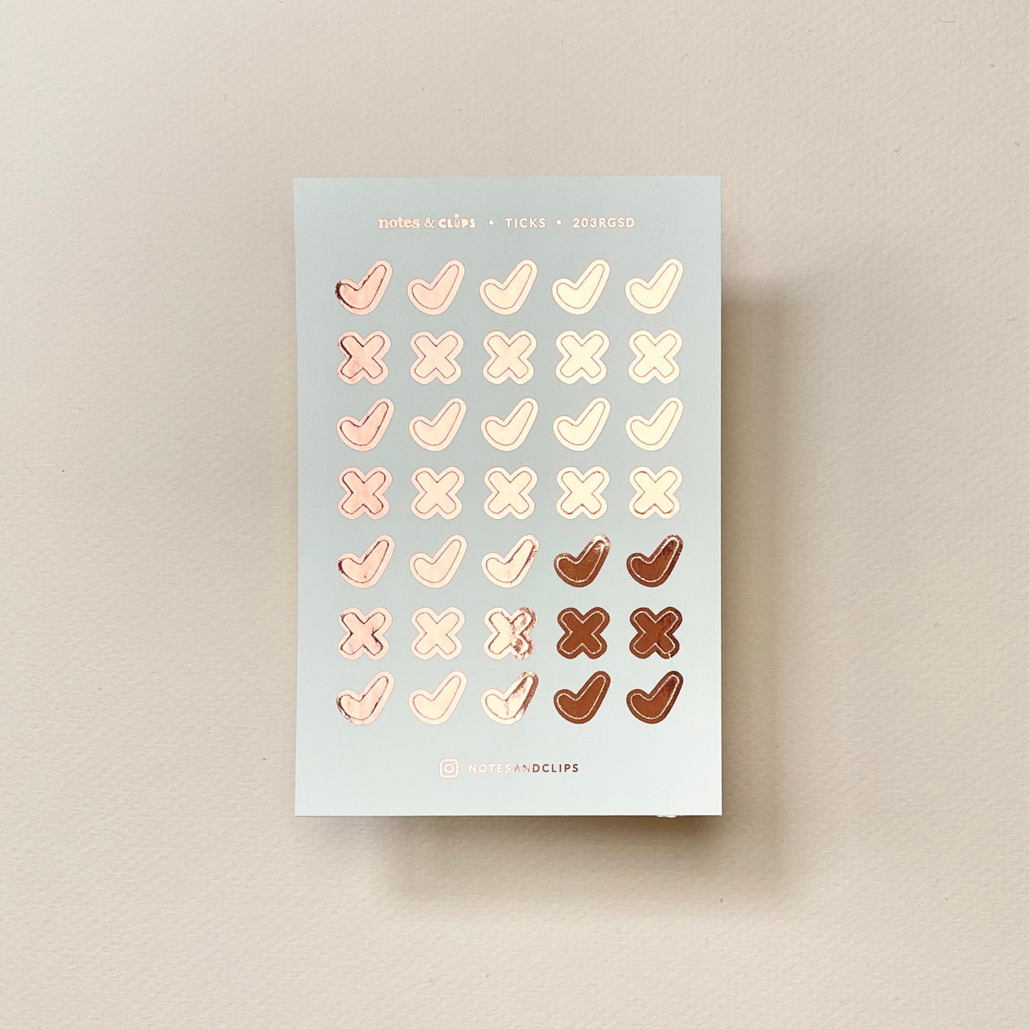 Foiled Tick & Cross Planner Stickers: Bujo Task Icons