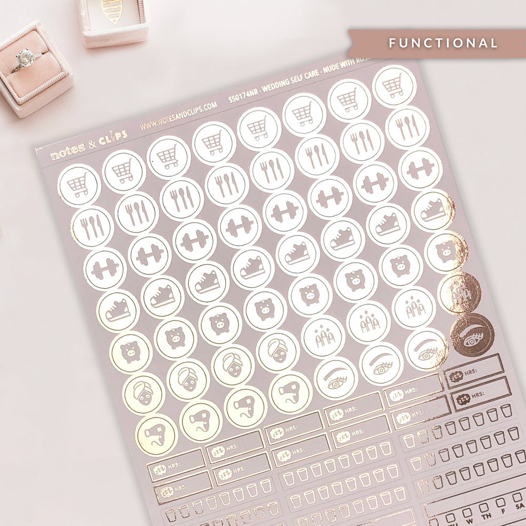 Foiled Self Care Stickers - Wedding Planning Stickers