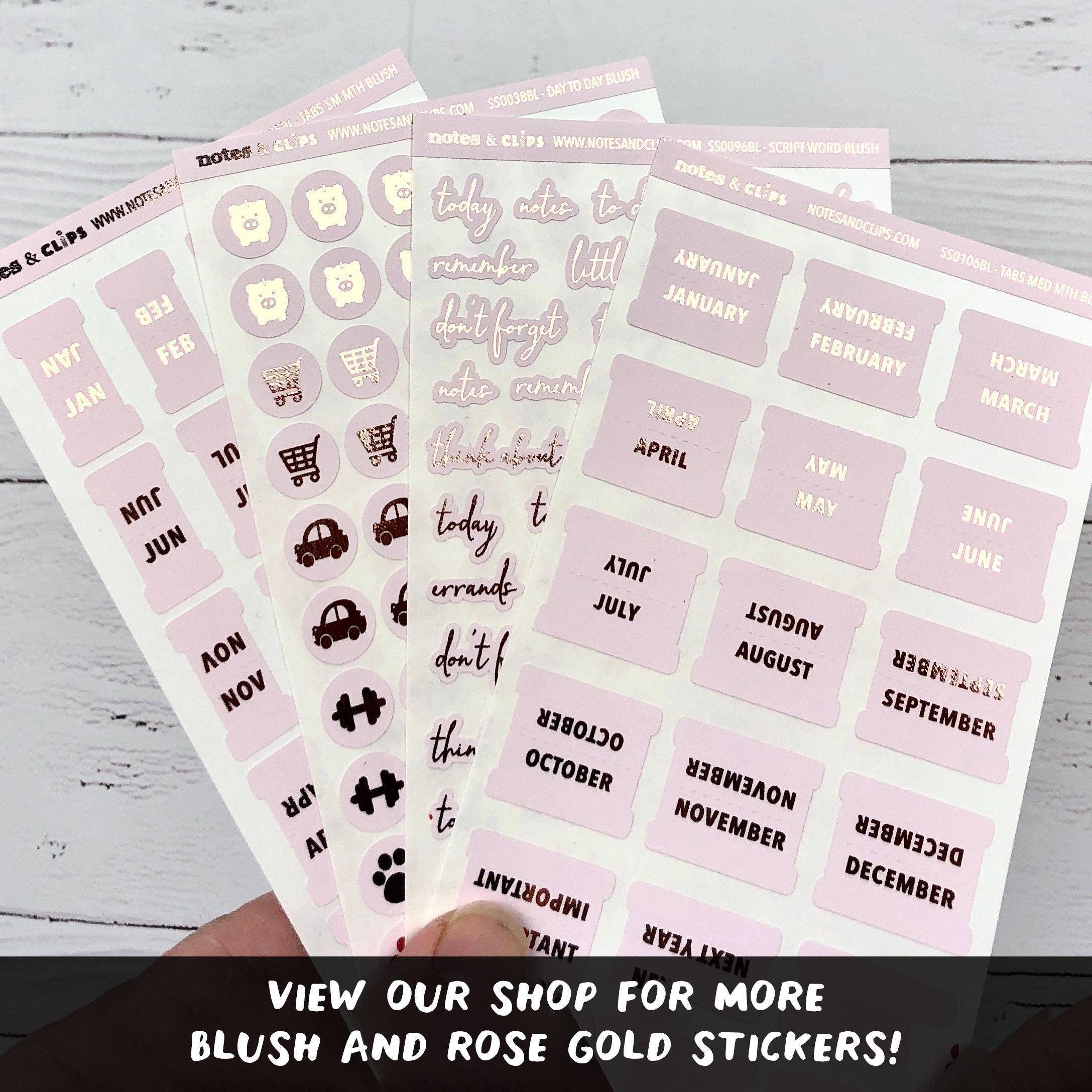 Blush Foiled Medium Tab Stickers
