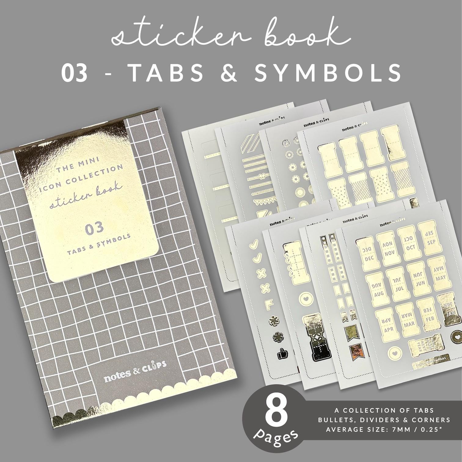 Tabs and Symbols Sticker Book: Mini Planner Stickers
