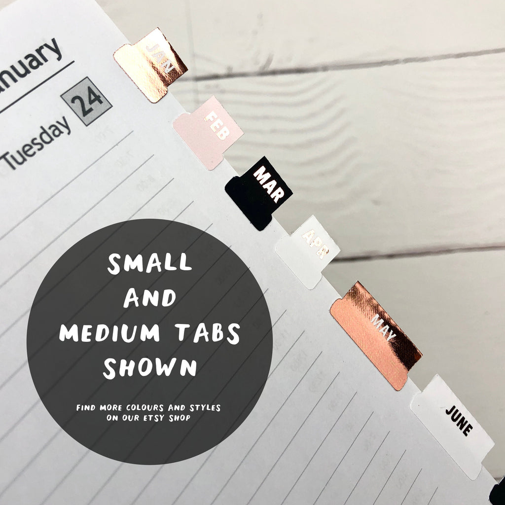 Foiled Medium Tab Month Stickers