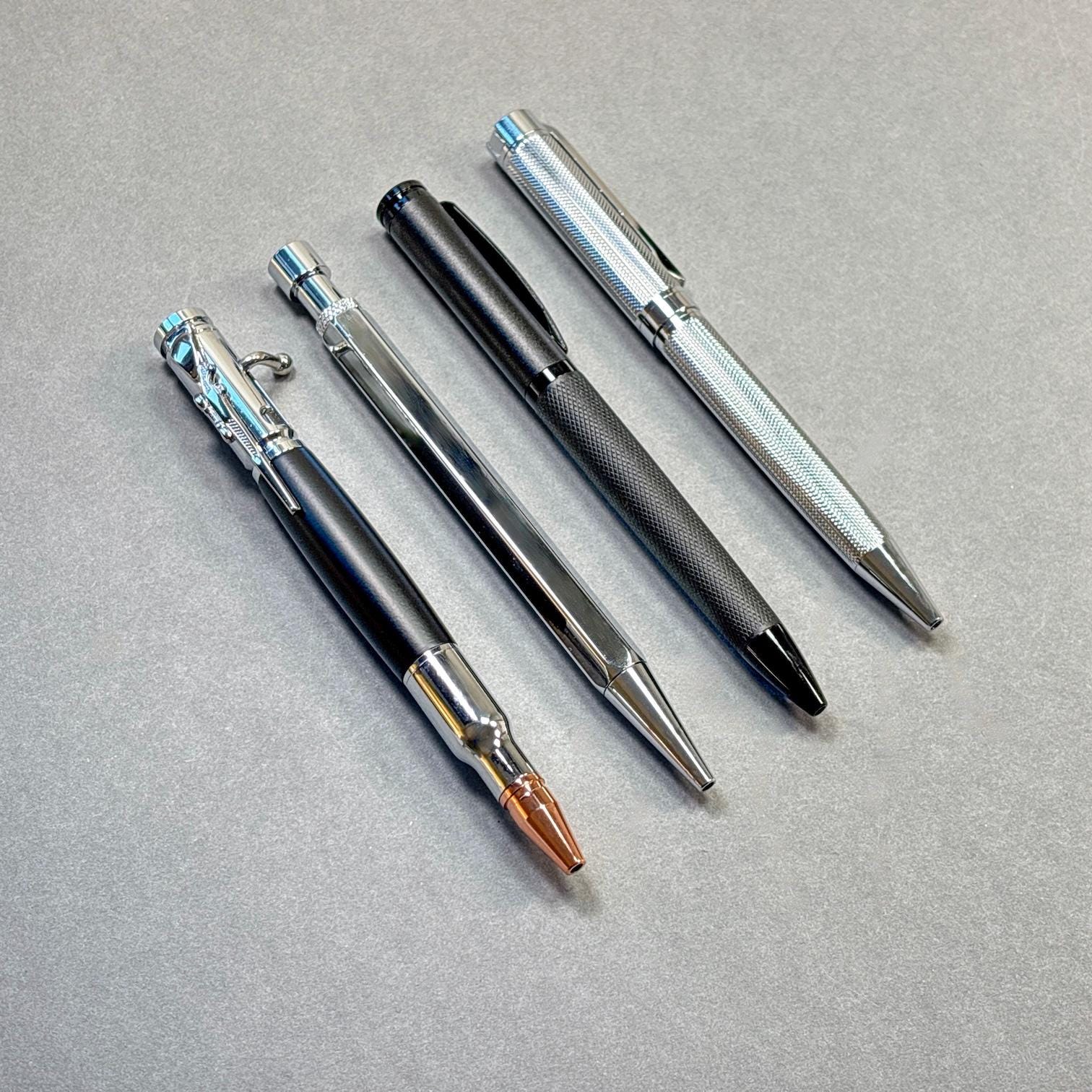 Black and Silver Pen Gift Set - 4 Black Ink Pens