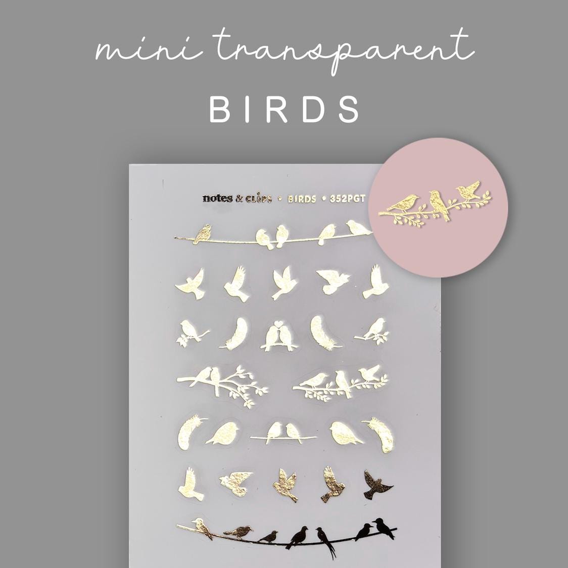 Transparent Bird Sticker - Foiled Clear Deco Sticker