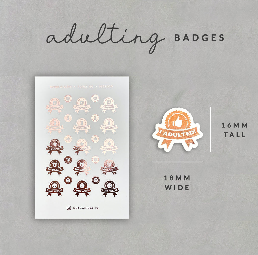 Foil Adulting Achievement Planner Stickers: Gold or Rose Gold