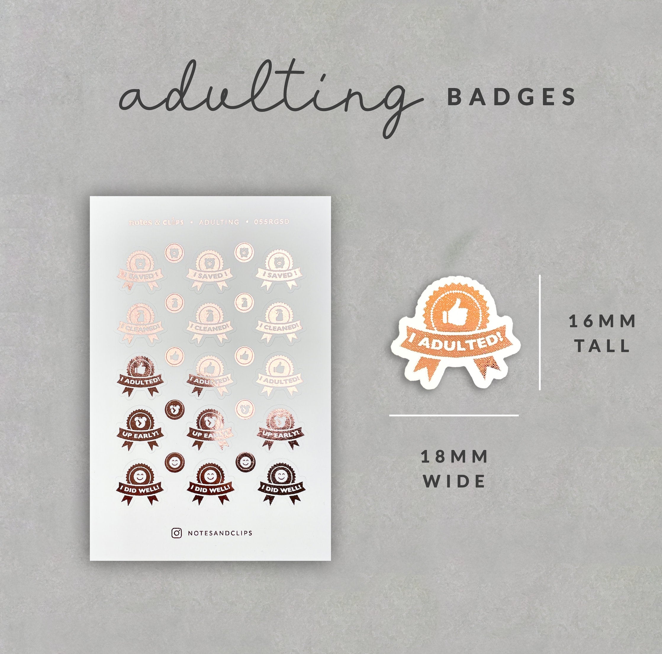 Foil Adulting Achievement Planner Stickers: Gold or Rose Gold