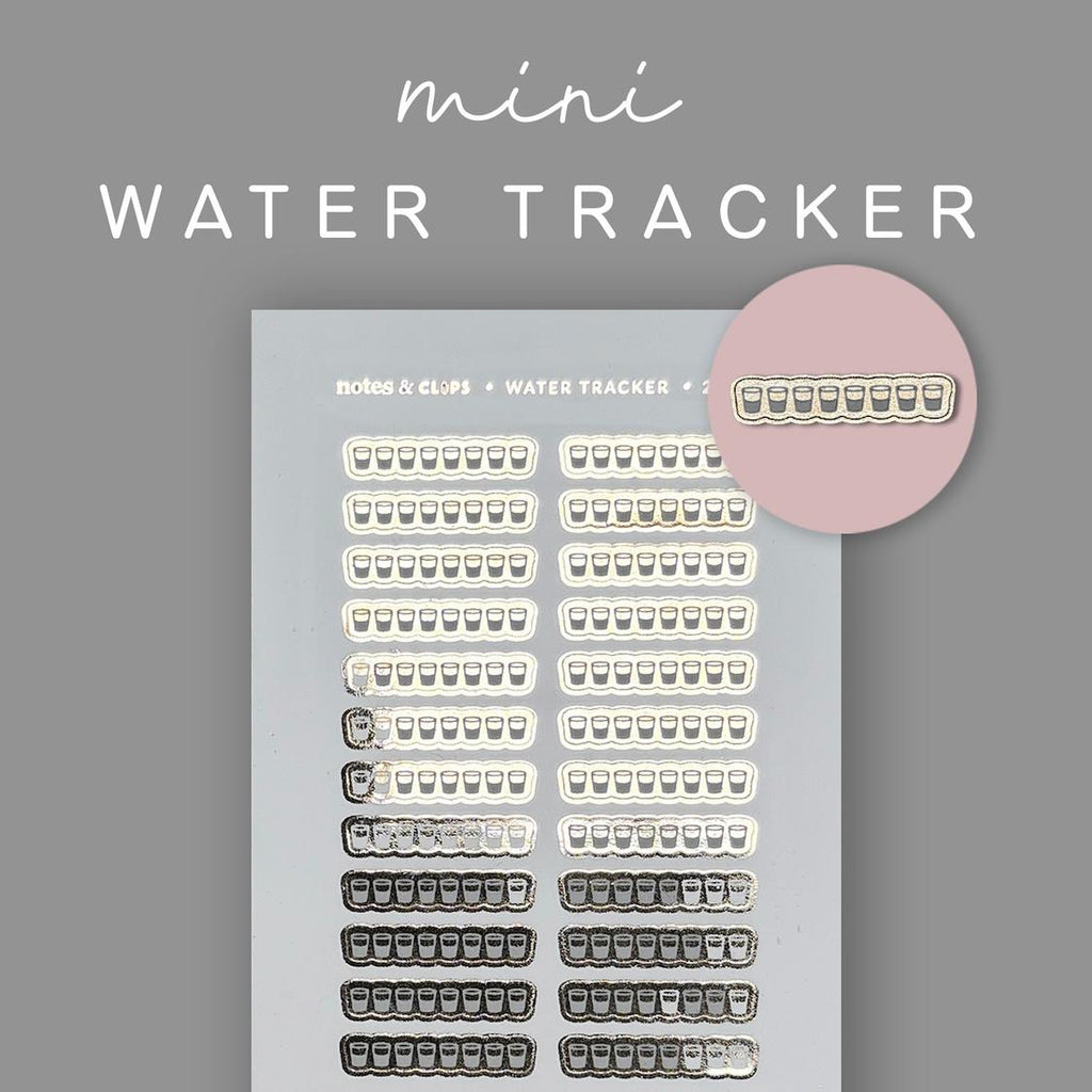 Foiled Water Tracker Stickers: Mini Planner Icons